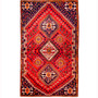 Shiraz Persian Rug 7'10" x 4'7" - Semi Antique Geometric Blue, Red Hand Knotted | front view | SKU 111531