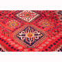 Shiraz Persian Rug 7x4 ft - Semi Antique Medallion Geometric Madder Red, Navy Blue, Cream Hand Knotted | pile detail | SKU 111531
