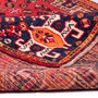 Shiraz Persian Rug 7'10" x 4'7" - Semi Antique Geometric Blue, Red Hand Knotted | corner detail | SKU 111531