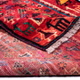 Shiraz Persian Rug 4'11" x 3'8" - Semi Antique Geometric Blue, Red Hand Knotted | corner detail | SKU 111533
