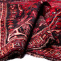 Shiraz Persian Rug 8'2" x 5'7" - Semi Antique Geometric Blue, Red Hand Knotted | detail view | SKU 111544