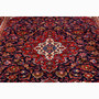 Kashan Persian Rug 9x6 ft - Semi Antique Medallion Crimson, Navy Blue Hand Knotted | pile detail | SKU 111551