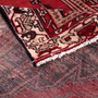 Mazlaghan Persian Rug 6'11" x 4'3" - Semi Antique Medallion Navy Blue, Crimson Hand Knotted | corner detail | SKU 111605