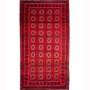 Baluch Persian Rug 10x5 ft - Semi Antique Geometric, Turkmen Gul Red, Dark Red, Burgundy Hand Knotted | front view | SKU 111805