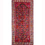 Quchan Persian Rug 9x4 ft - Semi Antique Medallion (Toranj), Geometric Madder Red, Burgundy, Ivory Hand Knotted | front view | SKU 111809