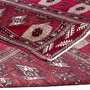 Turkmen Persian Rug 11x6 ft - Semi Antique Geometric Crimson, Navy Blue Hand Knotted | corner detail | SKU 111817