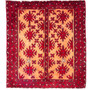 Baluch Persian Rug 2x2 ft - Semi Antique Mihrab Red, Blue Hand Knotted | front view | SKU 111821