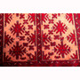 Baluch Persian Rug 2x2 ft - Semi Antique Mihrab Red, Blue Hand Knotted | pile detail | SKU 111821