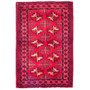 Turkmen Persian Rug 2x1 ft - Semi Antique Geometric, Turkmen Gul Madder Red, Crimson, Dark Red Hand Knotted | front view | SKU 111822