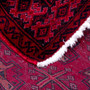 Turkmen Persian Rug 2x1 ft - Semi Antique Geometric Crimson, Navy Blue Hand Knotted | corner detail | SKU 111822