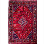 Josheghan Persian Rug 10'6" x 6'12" - Semi Antique Geometric Crimson, Navy Blue Hand Knotted | front view | SKU 112005