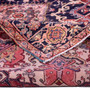 Heriz Persian Rug 10x8 ft - Semi Antique Medallion Red, Brown Hand Knotted | corner detail | SKU 112009