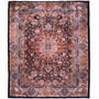 Kashmar Persian Rug 12x9 ft - Semi Antique Medallion Navy Blue, Crimson, Ivory Hand Knotted | front view | SKU 112010