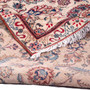 Kashan Persian Rug 8'10" x 5'5" - Semi Antique Medallion Crimson, Navy Blue Hand Knotted | corner detail | SKU 112011