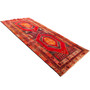 Ardabil Persian Rug 9'8" x 4'5" - Semi Antique Medallion Red, Burgundy, Orange Hand Knotted | texture detail | SKU 110012