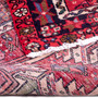 Karaja Persian Rug 10x3 ft - Semi Antique Medallion Geometric Madder Red, Navy Blue, Ivory Hand Knotted | corner detail | SKU 112015