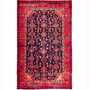 Borujerd Persian Rug 6x4 ft - Semi Antique Geometric, Medallion (Toranj) Crimson, Navy Blue, Madder Red Hand Knotted | front view | SKU 112016