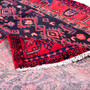 Borujerd Persian Rug 6x4 ft - Semi Antique Geometric Crimson, Navy Blue Hand Knotted | detail view | SKU 112016