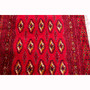 Turkmen Persian Rug 3x1 ft - Semi Antique Geometric, Turkmen Gul Crimson, Burgundy, Dark Red Hand Knotted | side view | SKU 112017