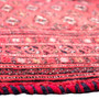 Turkmen Persian Rug 4'11" x 2'3" - Semi Antique Geometric Crimson, Navy Blue Hand Knotted | side view | SKU 112019