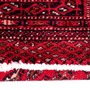 Turkmen Persian Rug 4x2 ft - Semi Antique Geometric Crimson, Navy Blue Hand Knotted | corner detail | SKU 112019