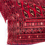 Turkmen Persian Rug 4'11" x 2'3" - Semi Antique Geometric Crimson, Navy Blue Hand Knotted | detail view | SKU 112020