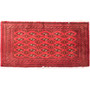 Turkmen Persian Rug 3x1 ft - Semi Antique Geometric, Turkmen Gul Crimson, Dark Red, Burgundy Hand Knotted | front view | SKU 112021