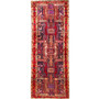 Ardabil Persian Rug 10'10" x 4'0" - 25-40 Years Geometric, Tribal and Nomadic Dark Red, Burgundy, Navy Blue Hand Knotted | front view | SKU 110013