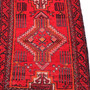 Baluch Persian Rug 2'6" x 1'5" - Semi Antique Mihrab Red, Blue Hand Knotted | side view | SKU 112023
