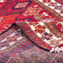 Heriz Persian Rug 10'10" x 3'5" - Semi Antique Medallion Red, Brown Hand Knotted | detail view | SKU 112027