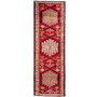 Heriz Persian Rug 10'11" x 3'7" - Semi Antique Medallion Red, Brown Hand Knotted | front view | SKU 112028