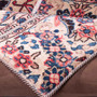 Mahal Persian Rug 4x2 ft - Semi Antique Kheshti Garden, Herati Mahi Red, Ivory, Navy Blue Hand Knotted | detail view | SKU 112036