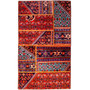 Zanjan Persian Rug 4'11" x 2'11" - Semi Antique Medallion Navy Blue, Crimson Hand Knotted | front view | SKU 112037