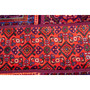 Zanjan Persian Rug 4'10" x 2'11" - Semi Antique Medallion Navy Blue, Crimson Hand Knotted | pile detail | SKU 112038