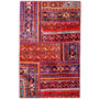 Zanjan Persian Rug 4'10" x 2'11" - Semi Antique Medallion Navy Blue, Crimson Hand Knotted | front view | SKU 112038