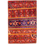 Zanjan Persian Rug 3x2 ft - Semi Antique Herati (Mahi), Geometric Crimson, Navy Blue, Orange Hand Knotted | front view | SKU 112042