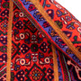 Zanjan Persian Rug 3x2 ft - Semi Antique Herati (Mahi), Geometric Crimson, Navy Blue, Orange Hand Knotted | corner detail | SKU 112042