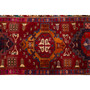 Ardabil Persian Rug 9'10" x 4'4" - Semi Antique Medallion Toranj Geometric Madder Red Cream Navy Blue Hand Knotted | pile detail | SKU 110015