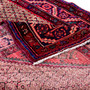 Kurdish Persian Rug 10x4 ft - Semi Antique Herati Medallion Camel, Madder Red, Navy Blue Hand Knotted | detail view | SKU 112102