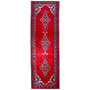 Ferdos Persian Rug 11'8" x 3'6" - Semi Antique Geometric Red, Beige Hand Knotted | front view | SKU 112106