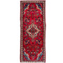 Hamadan Persian Rug 9'5" x 3'5" - Semi Antique Afshan Red, Blue Hand Knotted | front view | SKU 112107