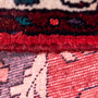 Mehraban Persian Rug 9x3 ft - Semi Antique Medallion Toranj, Herati Mahi Madder Red, Ivory, Navy Blue Hand Knotted | back view | SKU 112108