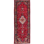 Hamadan Persian Rug 10'7" x 3'7" - Semi Antique Afshan Red, Blue Hand Knotted | front view | SKU 112109