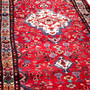 Hamadan Persian Rug 10'7" x 3'7" - Semi Antique Afshan Red, Blue Hand Knotted | back view | SKU 112109