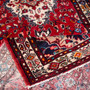 Hamadan Persian Rug 10'7" x 3'7" - Semi Antique Afshan Red, Blue Hand Knotted | detail view | SKU 112109