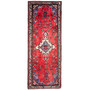 Hamadan Persian Rug 9x3 ft - Semi Antique Afshan Red, Blue Hand Knotted | front view | SKU 112111