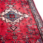 Hamadan Persian Rug 9x3 ft - Semi Antique Afshan Red, Blue Hand Knotted | side view | SKU 112111