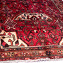 Hamadan Persian Rug 9'8" x 3'10" - Semi Antique Afshan Red, Blue Hand Knotted | corner detail | SKU 112112