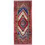 Hamadan Persian Rug 9'0" x 3'3" - Semi Antique Afshan Red, Blue Hand Knotted | front view | SKU 112113