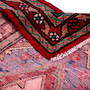 Hamadan Persian Rug 9x3 ft - Semi Antique Medallion Toranj, Geometric Madder Red, Navy Blue, Cream Hand Knotted | detail view | SKU 112113